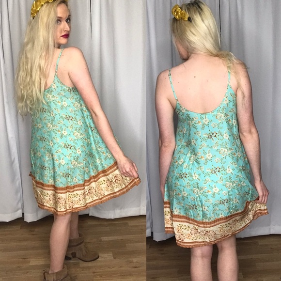 LAST 1 Umgee Mint Blue Floral Print Strap s m l - Picture 7 of 11